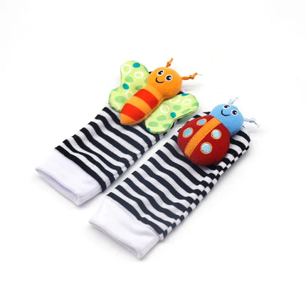 Baby Rattles Toys – 4pcs Foot Socks & Wrist Straps Set for 0–12 Months