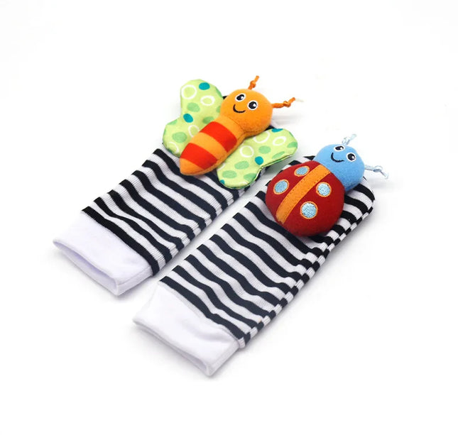 Baby Rattles Toys – 4pcs Foot Socks & Wrist Straps Set for 0–12 Months