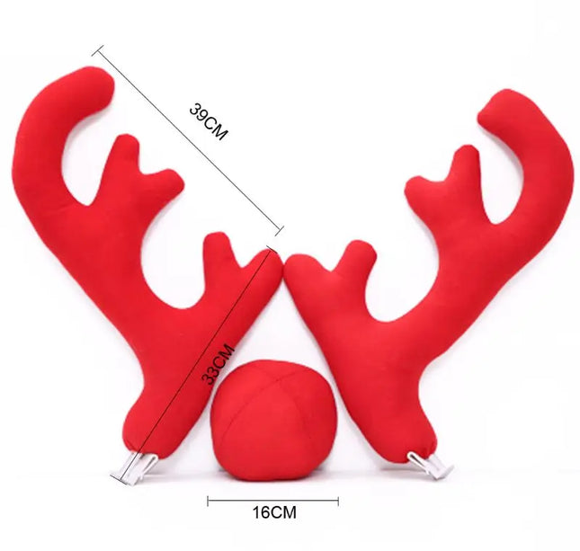 Big Reindeer Red Antlers+Nose Antlers Auto Car Christmas Decor Accessories