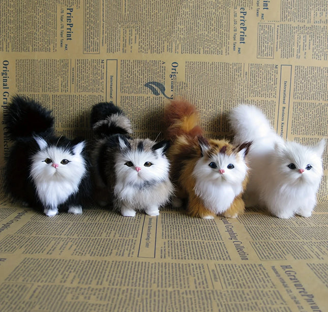 Simulation Cat Plush Toys Soft Stuffed Kitten Model Fake Cats Realist Animals for Kids Girls Birthday Valentine's Day Gift