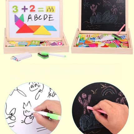 Wooden Multifunction Children Animal Puzzle Writing Magnetic Drawing Board Blackboard Learning Education Toys For Kids