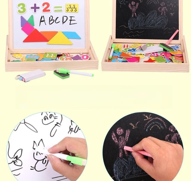 Wooden Multifunction Children Animal Puzzle Writing Magnetic Drawing Board Blackboard Learning Education Toys For Kids