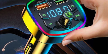 Bluetooth FM Transmitter for Car – Wireless Audio Adapter with Mic, MP3 & 2.1A Dual USB Charger