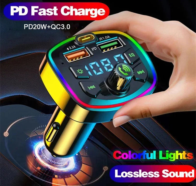 Bluetooth FM Transmitter for Car – Wireless Audio Adapter with Mic, MP3 & 2.1A Dual USB Charger