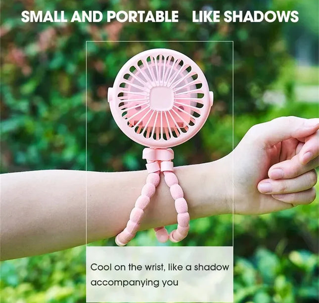 Portable 5-in-1 Octopus Fan – Silent Mini Folding Fan for Baby Stroller & Dorm