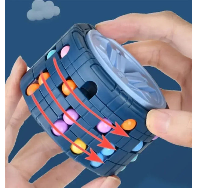 3D Cylinder Cube Toy Magical Bean Gyro Rotate Slide Puzzle Games Relieve Stress Children Educational Montessori Infant Toys Gift