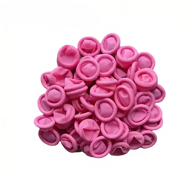 100PCS Multi-color Disposable Finger Cots Anti Slip Latex Powder Free Rolled Edge Finger Cots Beauty Hairdressing Tattoo Tools