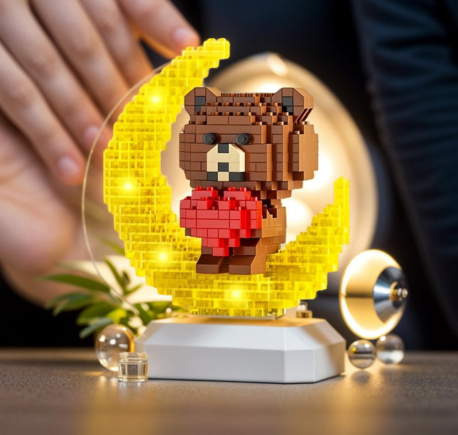 Cute Bear Light-Up Building Blocks - The Perfect Educational Birthday Gift for Friends!（NO base）