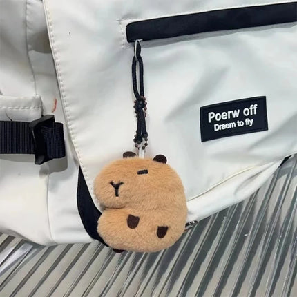 Capybara Plush Keychain – Soft Stuffed Cartoon Doll with Star Squeak Toy for Bag, Backpack & Car Pendant
