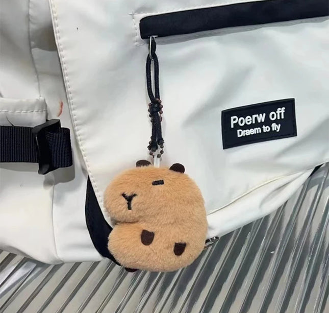 Capybara Plush Keychain – Soft Stuffed Cartoon Doll with Star Squeak Toy for Bag, Backpack & Car Pendant