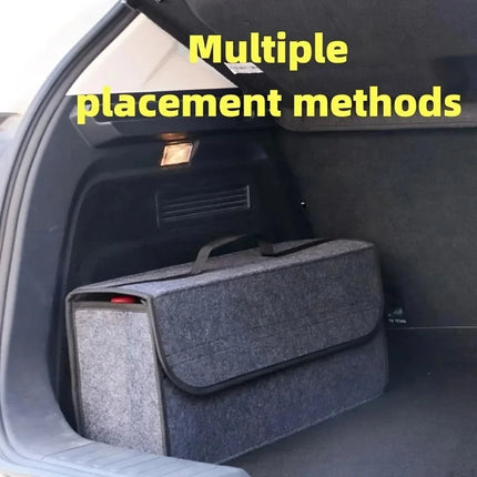 Car Trunk Storage Organizer – Gray Anti-Slip Felt Box for Tools & Boot Compartment