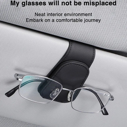 Car Eyeglass Holder Clip – Leather Magnetic Sun Visor Storage for Sunglasses