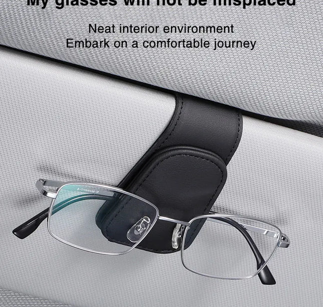 Car Eyeglass Holder Clip – Leather Magnetic Sun Visor Storage for Sunglasses