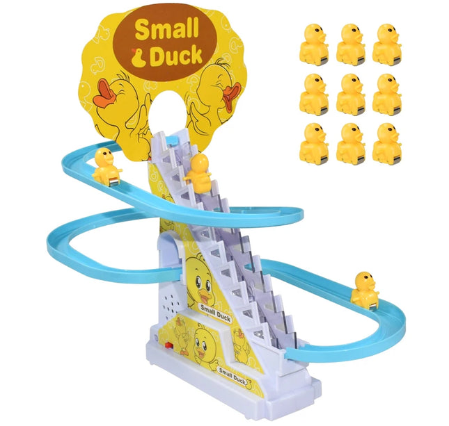 Kids Small Duck Electronic Climbing Stairs Track Toy Light Musical Slide Track Educational Toys for Boys Girls Christmas Gift