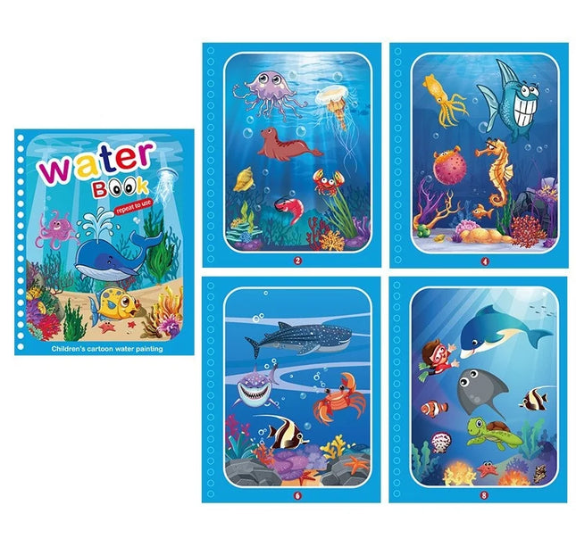 Children Early Education Toys Magical Book with Pen Water Drawing  Toys Gift Reusable Coloring Book Magic Drawing Book