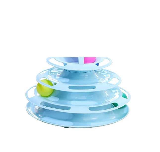 Pet cat toy Three-layer ball cat Turntable Cat interactive educational track toy cat space tower play plate