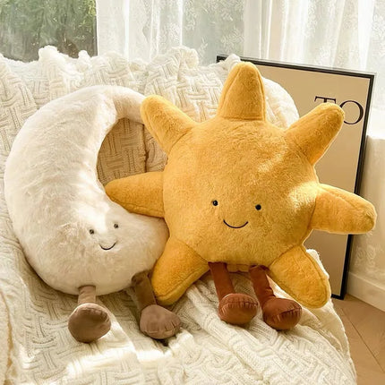 Smile Face Moon & Sun Plush Cushion – High Quality Stuffed Weather Pillow for Kids Bedroom & Sofa Decor
