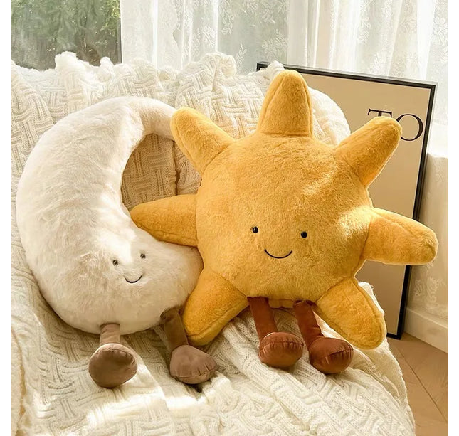 Smile Face Moon & Sun Plush Cushion – High Quality Stuffed Weather Pillow for Kids Bedroom & Sofa Decor
