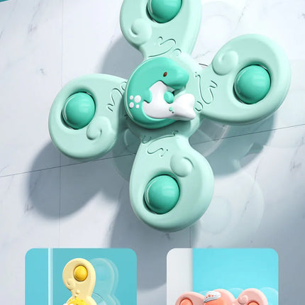 Suction Cup Bath Toys – 3pcs Spinning Rattles for Baby Fun & Education