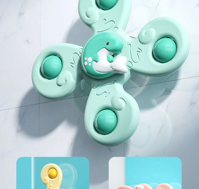 Suction Cup Bath Toys – 3pcs Spinning Rattles for Baby Fun & Education