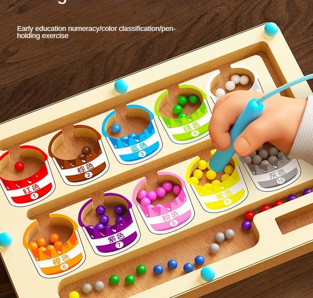 Montessori Magnetic Maze Game – Color Sorting & Fine Motor Training Toy with Pen Control for Kids Sensory Play