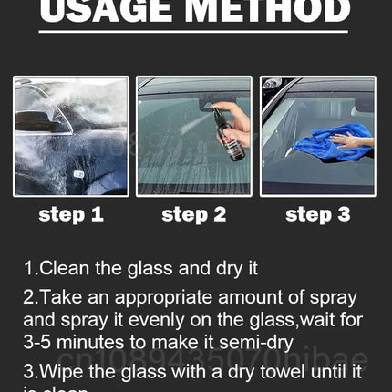 Nano Glass Coating Spray – Hydrophobic Rain Repellent & Oil Film Remover for Auto Glass