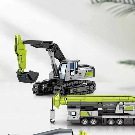 SEMBO Engineering Vehicle Building Kit – MOC Excavator & Mixer Truck Bricks Set for Boys DIY Educational Gifts