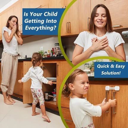 Child Safety Locks – Adhesive Baby Proofing Straps for Cabinets, Drawers & Doors