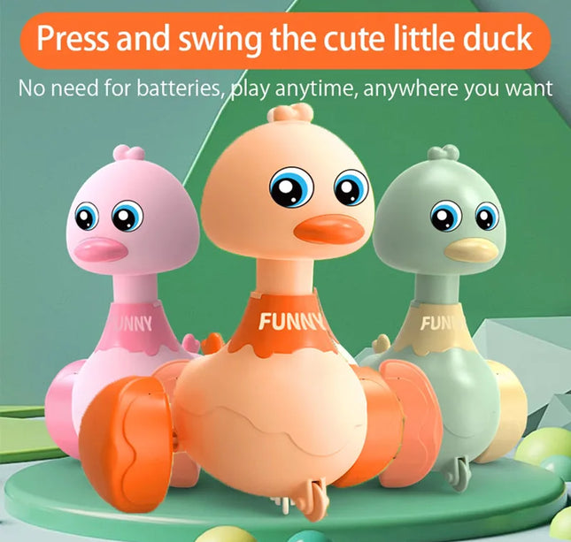Baby Toy Swing Duck Toy Cartoon Press Vehicles Glide Animal Inertia Pull Back Cars Early Education Toys for Toddlers Boys Girls