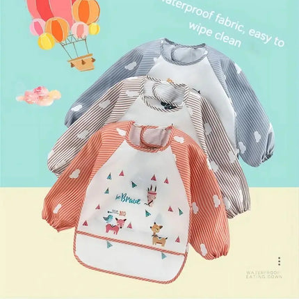 1pc Waterproof Baby Smock – Long Sleeve Bib Apron for Eating & Art