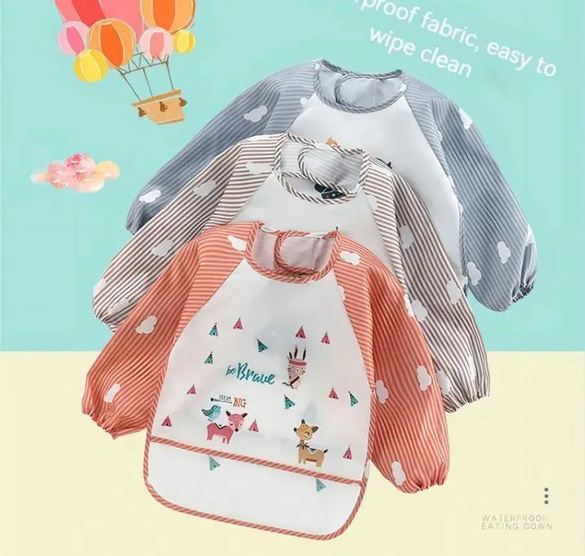 1pc Waterproof Baby Smock – Long Sleeve Bib Apron for Eating & Art