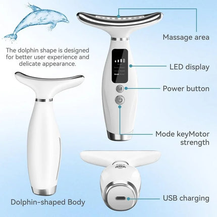 Micro-current Neck Face Beauty Device 7 Color Facial Massager for Enhanced Face Neck and Shoulder Care with Vibrating