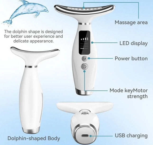 Micro-current Neck Face Beauty Device 7 Color Facial Massager for Enhanced Face Neck and Shoulder Care with Vibrating