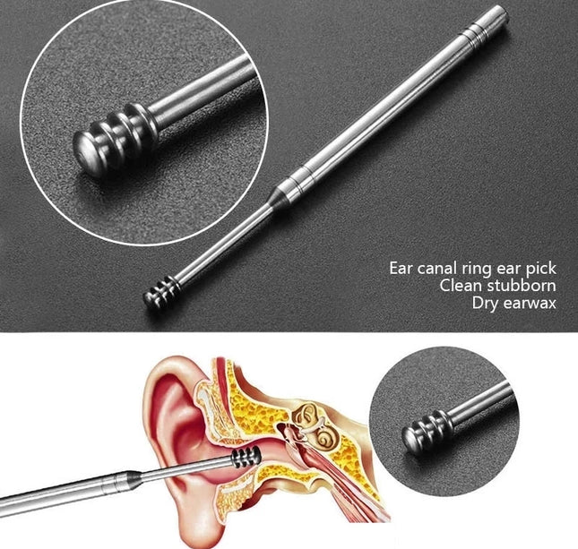 6Pcs/set ear cleaner Ear Wax Pickers Stainless Steel Earpick Wax Remover piercing kit earwax Curette Spoon Care Ear Clean Tools
