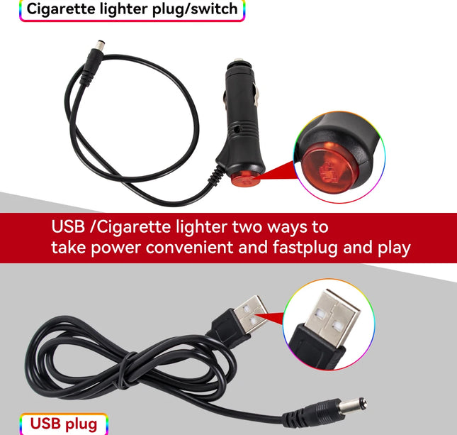 RGB Car Atmosphere Lights – LED Interior Footwell Strip with USB, Remote & Sound Control