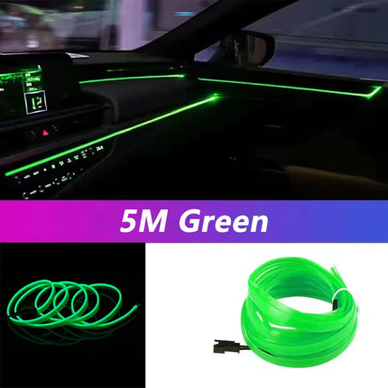 5M Car Interior LED Strip Light – Flexible Neon EL USB Ambient Lighting for DIY Auto & Party Decoration