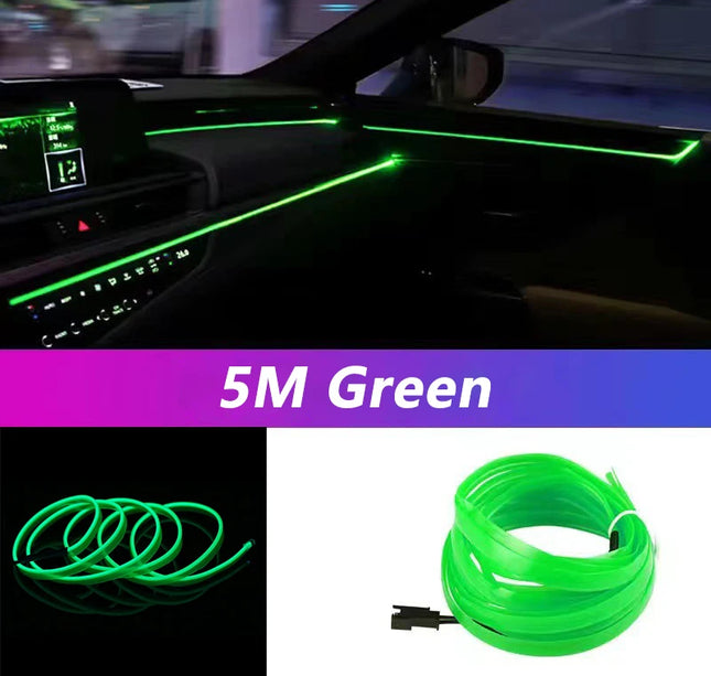 5M Car Interior LED Strip Light – Flexible Neon EL USB Ambient Lighting for DIY Auto & Party Decoration