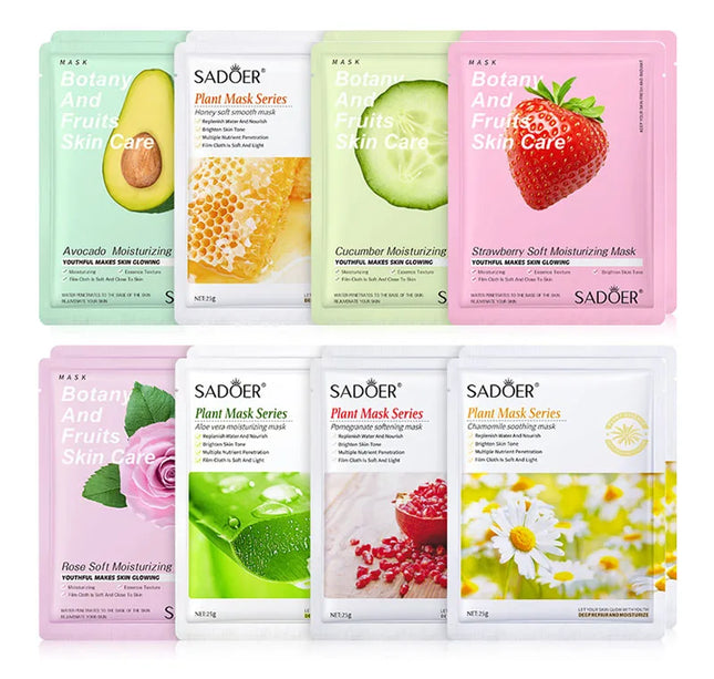 8pcs Natural Plant Face Mask Beauty Skincare Facial Masks Moisturizing Firming Hydrating Facial Mask Face Care Korean Cosmetics