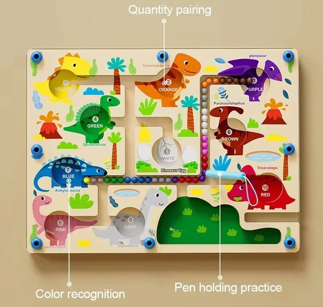 Montessori Magnetic Maze Game – Color Sorting & Fine Motor Training Toy with Pen Control for Kids Sensory Play