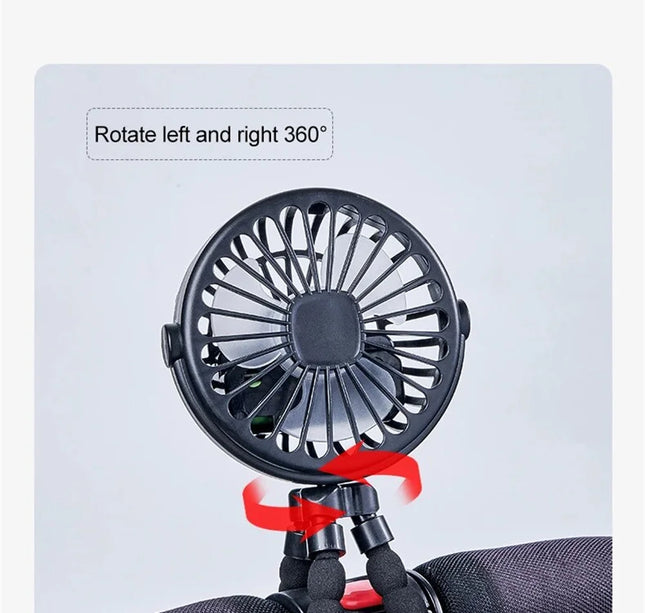 Portable 5-in-1 Octopus Fan – Silent Mini Folding Fan for Baby Stroller & Dorm