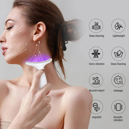 Micro-current Neck Face Beauty Device 7 Color Facial Massager for Enhanced Face Neck and Shoulder Care with Vibrating