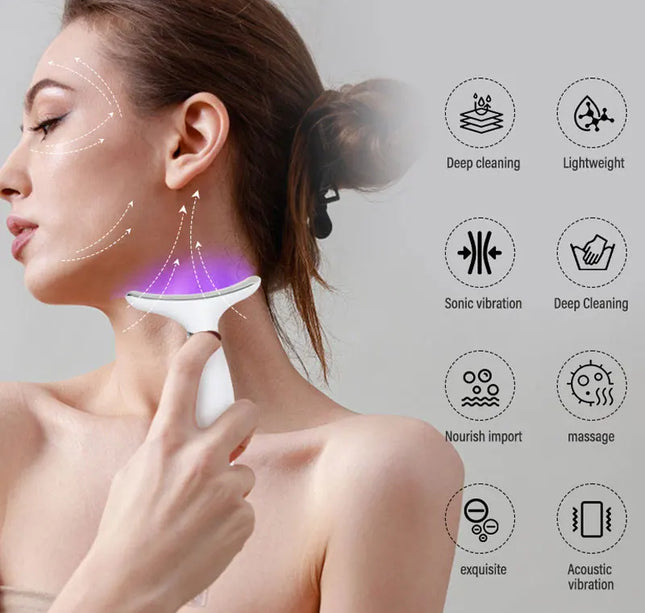 Micro-current Neck Face Beauty Device 7 Color Facial Massager for Enhanced Face Neck and Shoulder Care with Vibrating
