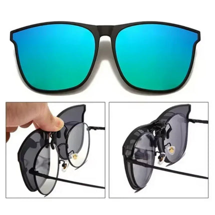 Men's Clip-On Polarized Sunglasses – Vintage Square Photochromic Night Vision Driving Glasses