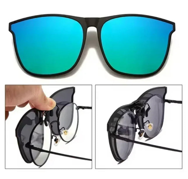 Men's Clip-On Polarized Sunglasses – Vintage Square Photochromic Night Vision Driving Glasses
