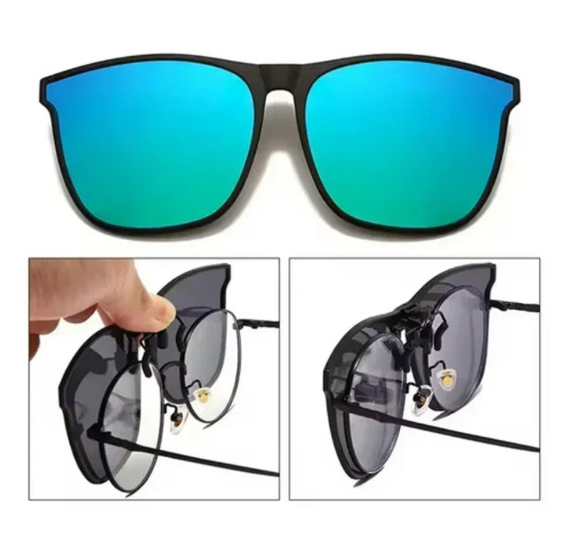 Men's Clip-On Polarized Sunglasses – Vintage Square Photochromic Night Vision Driving Glasses