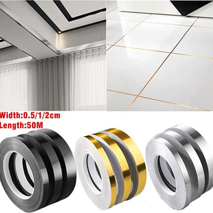 New 50M Gold Black Self-Adhesive Tile Stickers Tape Floor Waterproof Wall Gap Sealing Strip Tile Beauty Seam Sticker Home Decor