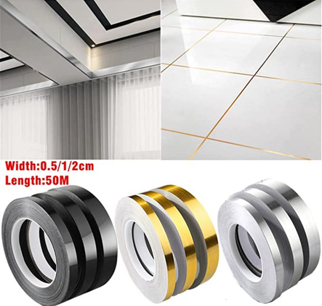New 50M Gold Black Self-Adhesive Tile Stickers Tape Floor Waterproof Wall Gap Sealing Strip Tile Beauty Seam Sticker Home Decor