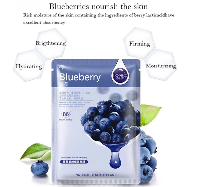 30pcs Natural Plant Facial Mask Moisturizing Oil Control Anti-Aging Fruit Aloe Korean Sheet Face Mask Beauty Skin Care Prodcuts