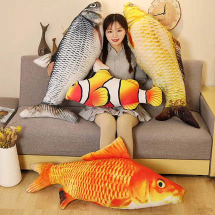3D Goldfish Plush Pillow – 40/60cm Soft Stuffed Carp Cushion Toy for Kids & Creative Sofa Decor Gift