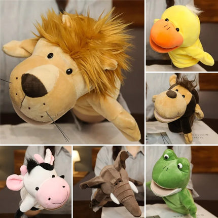 Kawaii Plush Finger Puppets – Lion, Elephant, Bunny, Monkey Story Toys for Children
